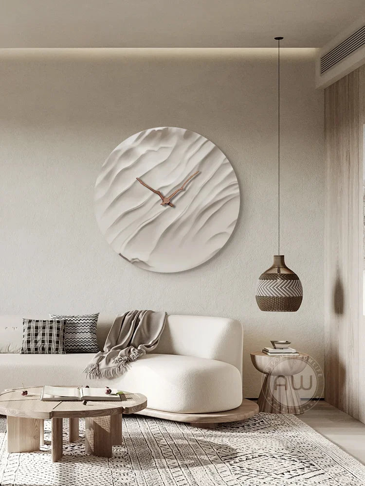Stumme Wanduhren für Wohnzimmer, moderne runde Uhr, simulierte Stummuhr, fortschrittliches Licht, luxuriös, dekorativ, Wohnzimmer