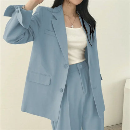 Mode 2-teilige Sets Damen Outfits Frühling Herbst Neu in Koreanische Hosen Sets Pendler Eleganter Anzug Mantel 2-teilige Sets Damen Jacke