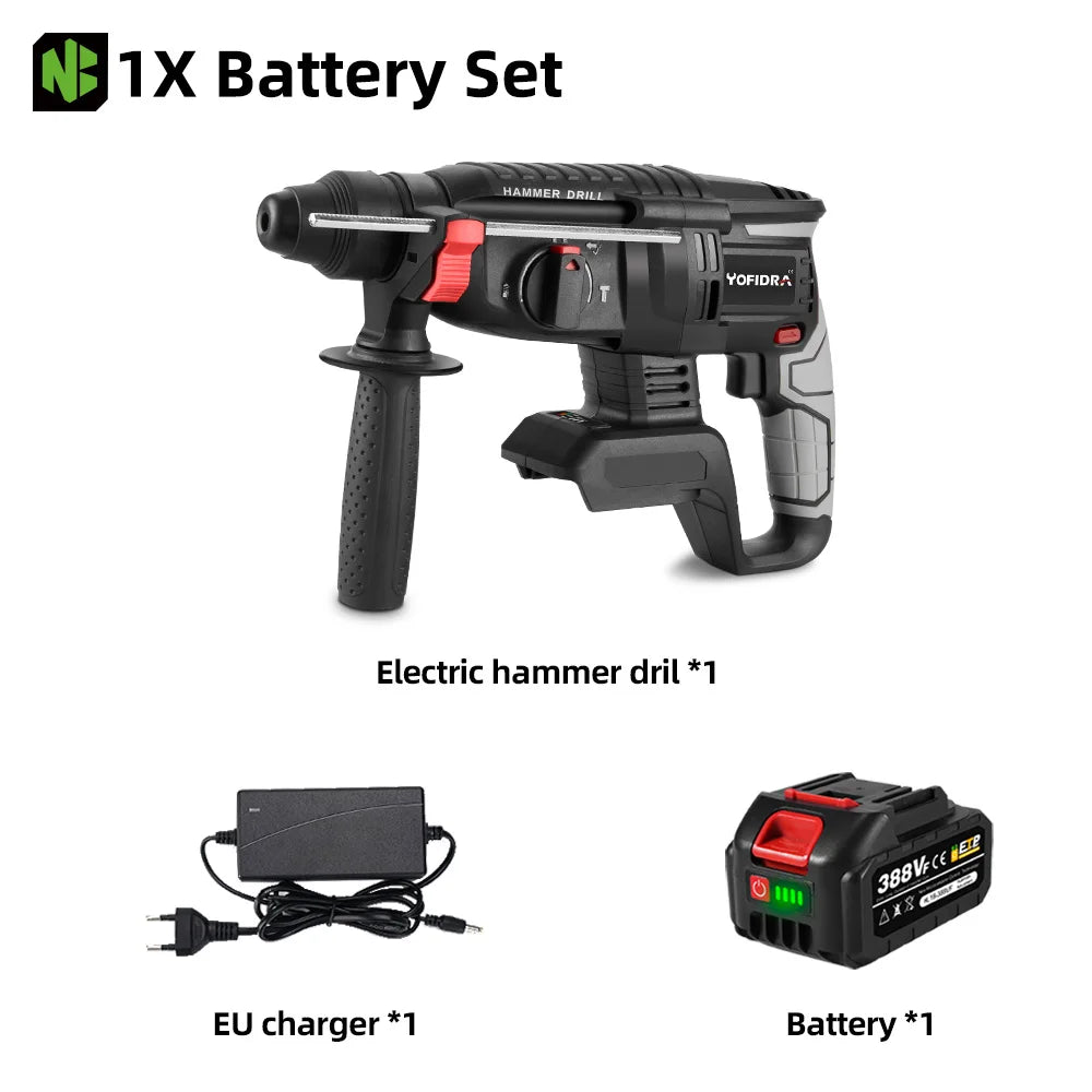 1680W 26MM Bürstenlosen Elektrischen Bohrhammer Multi-funktion Bohren Hammer Schlagbohrmaschine Power Tool Für Makita Batterie pin