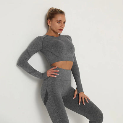 Solid Color seamless gym Yoga Set Legging +sport bra+short+long sleeves Tracksuit  Women Gym Suit Comprehensive Training Jogging.