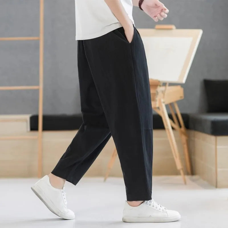 Men's Pants Cotton and Linen Male Summer New Solid Color Mens Trousers Loose Fitness Baggy Streetwear Plus Size M-5XL.