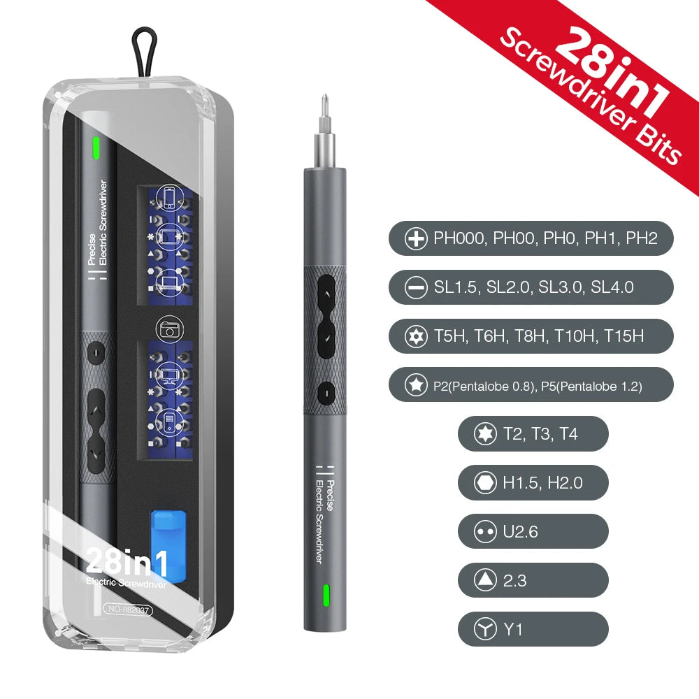 28/62 in 1 Elektro-Schraubendreher-Set, Präzisions-Elektrowerkzeug-Set, wiederaufladbar, kabellos, Mini, kleine Bits für Xiaomi Mobile Cell Repair
