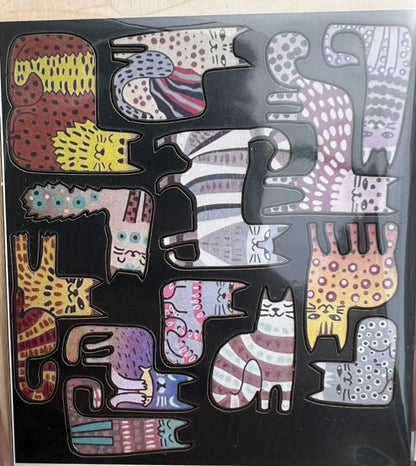 13 Irregular Wooden Cat Puzzles Colorful Cute Puzzle Toys for Children Birthday Gift Brain Teaser Educational Game.