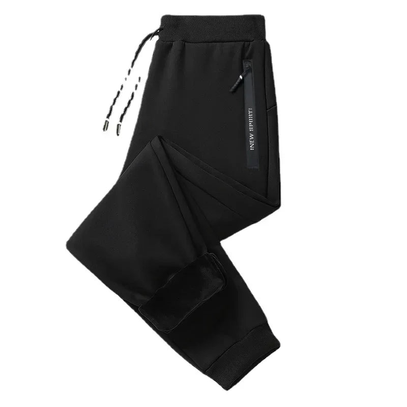 Autumn Winter Men's Loose-fit Casual Straight-leg Pants Fleece-lined Thickened Bunded Feet Sweatpants Trendy Male Style.