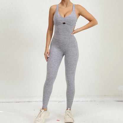 Seamless Yoga Jumpsuits Sports Fitness Peach Hip Raise Cross Beauty Back Dance Belly Contracting One-piece Tracksuits for Women