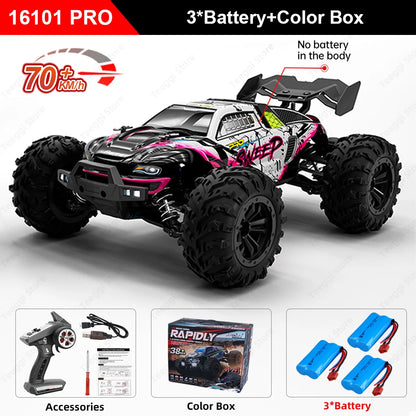 Teeggi 16101 /16102 PRO 1:16 High Speed RC Car With LED Light Drift 70KM/H 4WD RC Off-Road Car Monster Truck Toy For Kid Gifts
