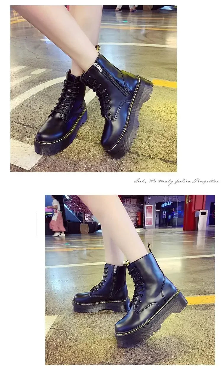 Autumn Winter Fashion Round Toe Lace-up Shoes Womens Boots Zip Ankle Boots For Women High Heels Basics Casual