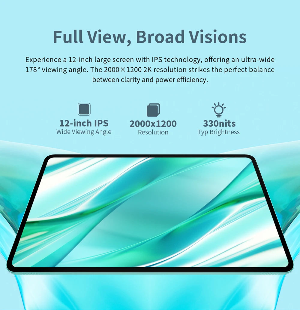 Odea A12 Android 14 Tablet, T606 8-core, 4GB+8GB RAM 128GB ROM, 12 inch 2000x1200 Display, 8000mAh, Widevine L1, 13MP Camera.