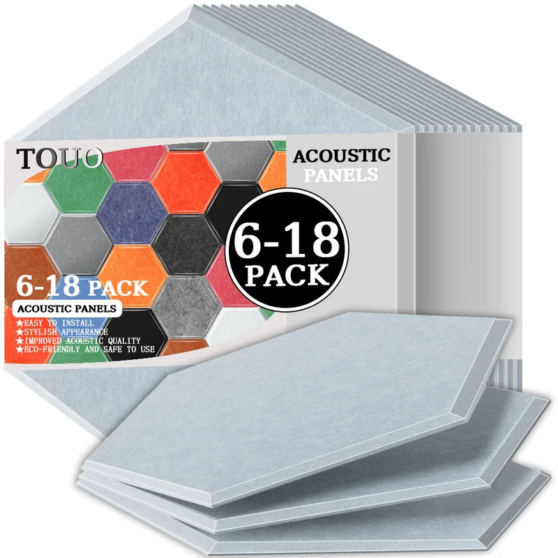 TOUO Acoustic Panels 6-18pc Noise Treatment Insulation Soundproofing Home Studio High Density Soundproof Wall Decor Bedroom