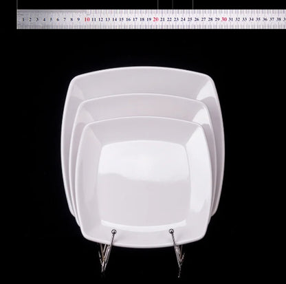 Square Melamine Dinner Plate Buffet Fast Food Trays Dishes Table Tableware Services Menu Plate Hotel Deep Side Dish Dinnerware.