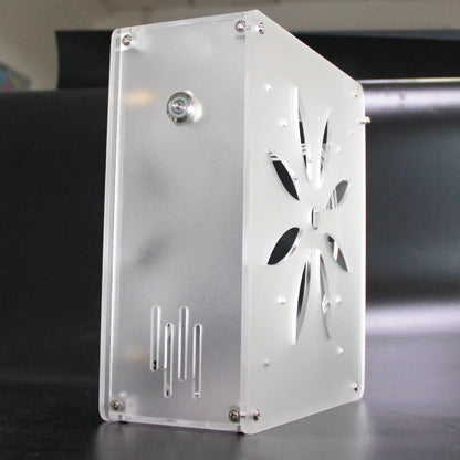 Mini itx computer case Acrylic frosted transparent chassis Personalized key cap switch design supports  Graphics network card.