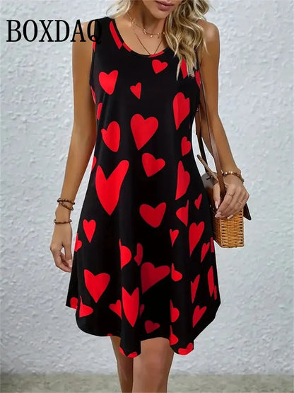 2025, Sommer-bedruckte Kleider für Damen, Boho-Tageskleidung, modisch, ärmellos, Urlaubskleider, lässig, O-Ausschnitt, Partywesten, Kleider in Übergröße.