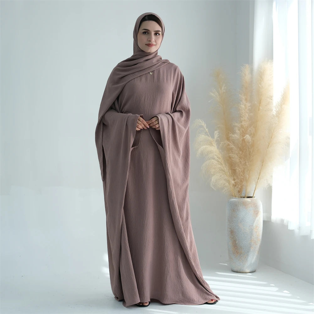 Ramadan Eid Baumwolle Leinen Khimar Abaya Set Dubai Muslim Sets Hijab Kleid Kaftan Abayas Kaftan Marocain Femme Vestidos Para Mujer