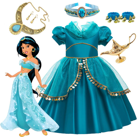 Disney Prinzessin Jasmin Kleid Kinder Cosplay Aladin und die Wunderlampe Performance Kostüm Mädchen Halloween Karneval Outfits