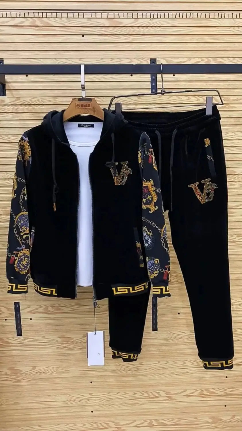 Men's autumn casual two-piece set, new coat, pants, fashionable youth suit..