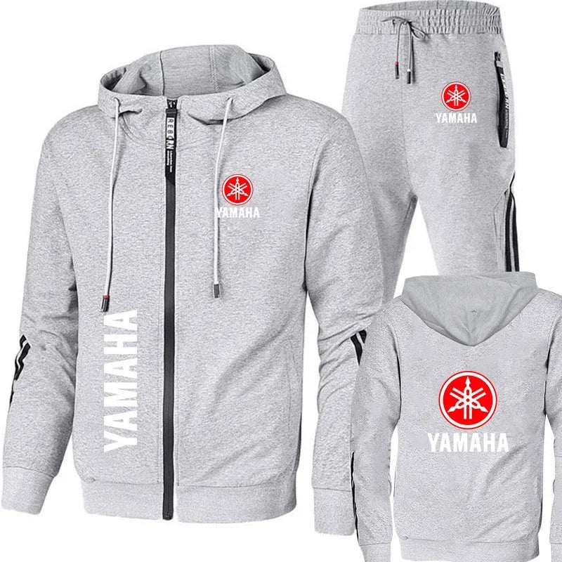 New motorcycle racing sportswear for men, featuring Yamaha logo print, zipper hoodie & pants, men's suit, men's sports suit.