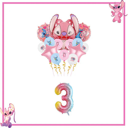 Disney Rosa Stich Geburtstag Party Dekorationen Geschirr Set Tischdecke Hintergrund Banner Für Kinder Geburtstag Dekorationen Lieferungen