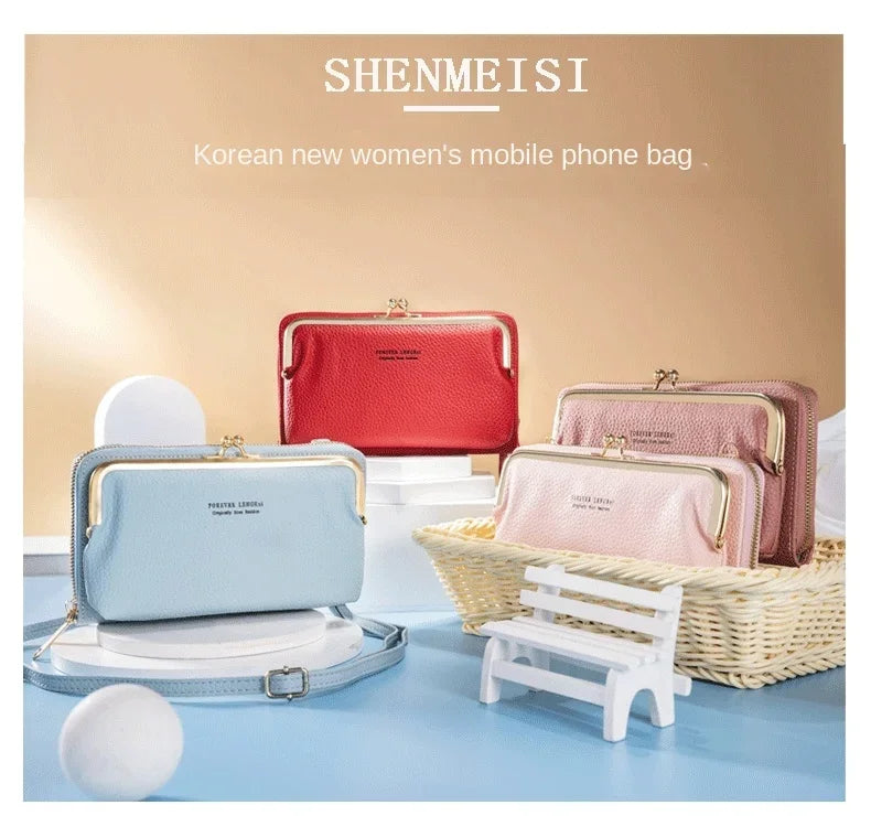 Women's Crossbody Bag Simple and Versatile Coin Purse Large-capacity Long Zipper Mobile Phone Bag Creative Single-shoulder Bag.