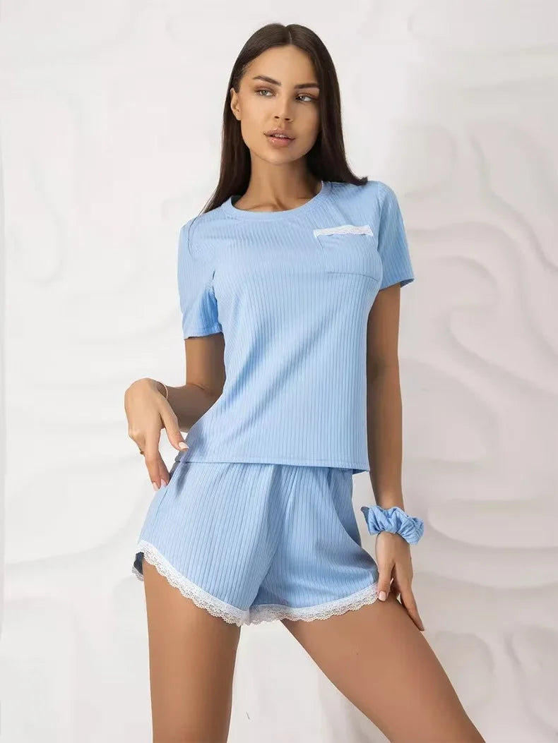 2025, neue Damen-Pyjama-Sets, Pyjama-Shorts, kurzärmelig, Loungewear-Set, weich, bequem, Stretch, lässig, Sommer-T-Shirt, Shorts, modisch, heiß.