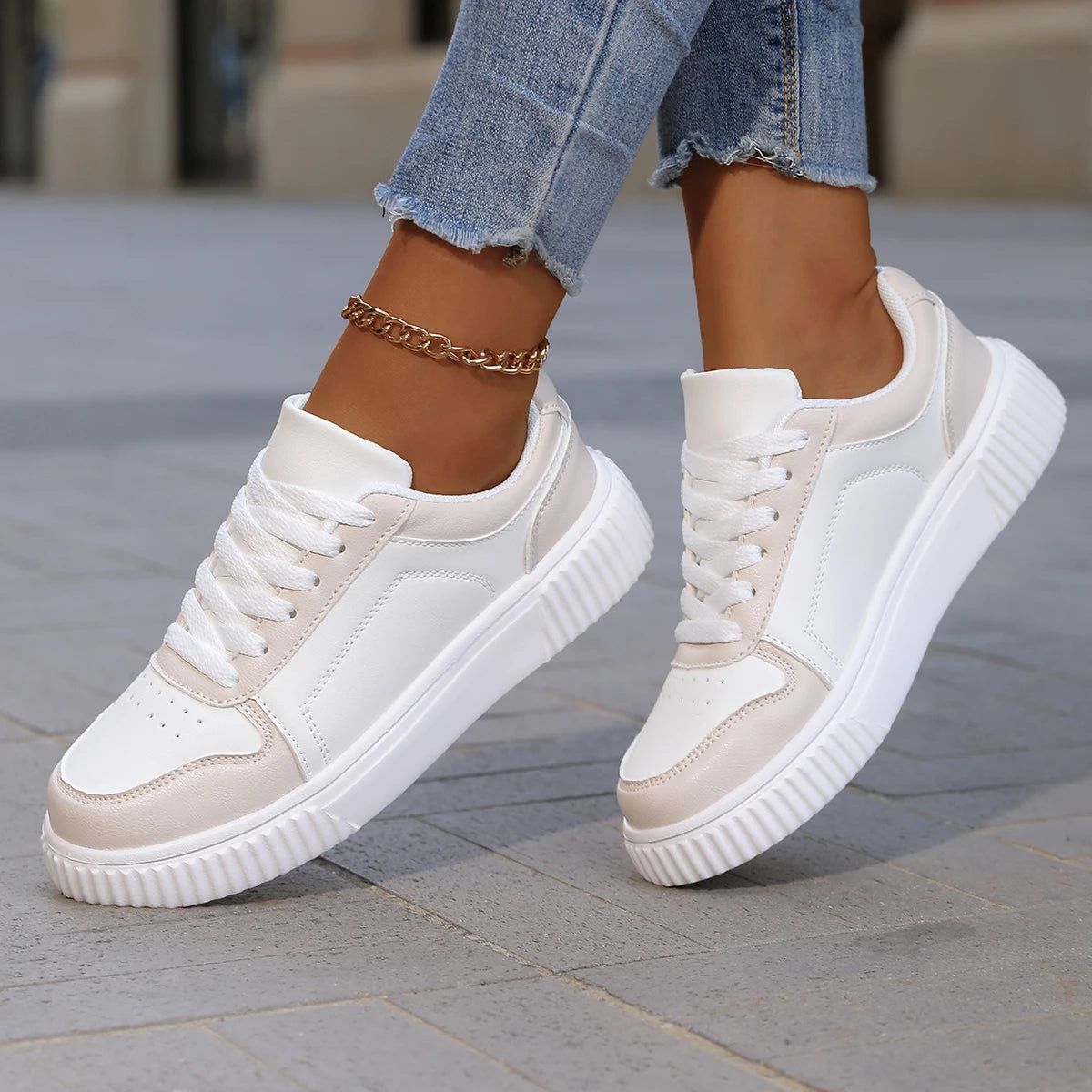 YRZL Womens Sneakers Autumn White Shoes Lightweight Thick Sole Non Slip Skatebaord Shoes Unisex Casual Sports Shoes for Man