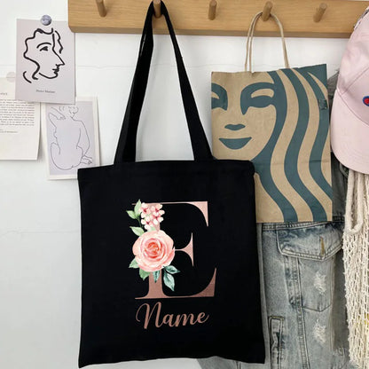 Custom Name Handbag Travel Storage Shoulder Bag Simple Tote Bags Birthday Customize Wedding Bridesmaid Gift Canvas Tote Bag