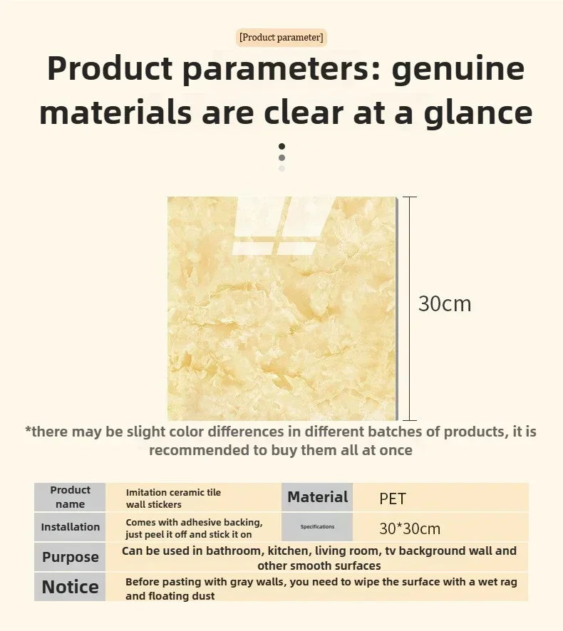 10/20/40PCS 30x30cm Self Adhesive Wallpaper Waterproof Tile Stickers FloorSticker for Kitchen Bathroom Ins Style Home Decor