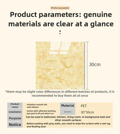 10/20/40PCS 30x30cm Self Adhesive Wallpaper Waterproof Tile Stickers FloorSticker for Kitchen Bathroom Ins Style Home Decor