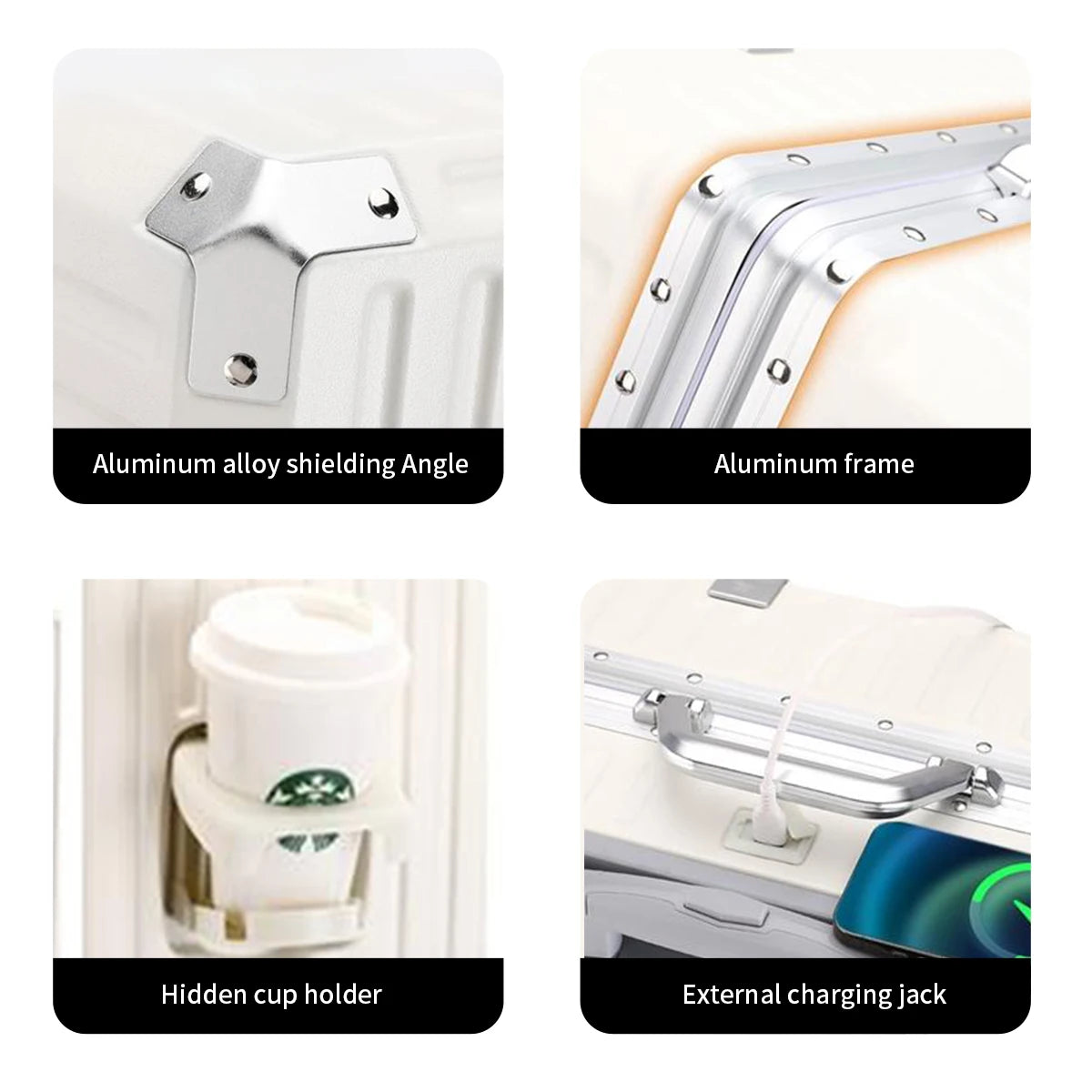 Trolley-Gepäck 20 24 26 28 Zoll Aluminiumrahmen Rollgepäckkoffer USB-Reisekoffer auf Rädern Zahlenschloss Handgepäck.