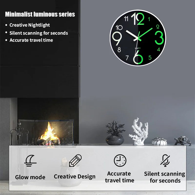 12 Zoll leuchtende Wanduhr einfache leuchtende Digitaluhr europäische DIY stille Wanduhr Studie Wohnzimmer Wanda uhren