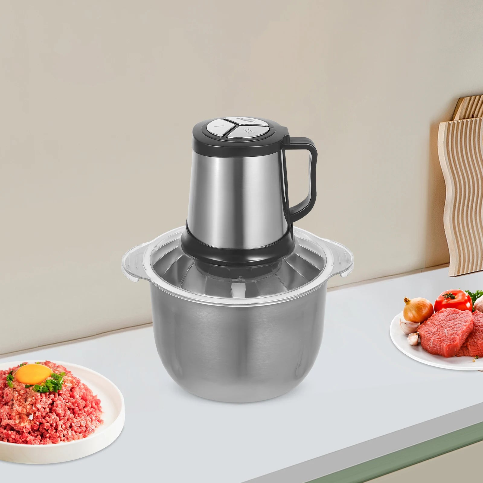 800W Stainless Steel Kitchen Meat Grinder, Electric Meat Grinder, Kitchen Lamb, Beef, Pork Minced Meat Mixer.