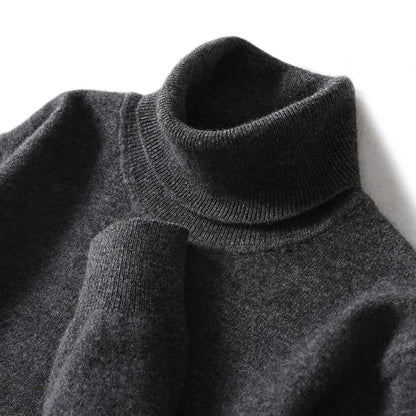 Men's Turtleneck 100% Pure Wool Sweater Men 2024 Autumn and Winter Large Size Loose Knitted Sweater Keep Warm Tops Men Jumper