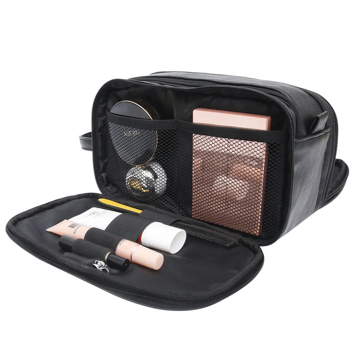 Toiletry Bag for Men, Large Travel Shaving Dopp Kit Water-resistant Bathroom Toiletries Organizer PU Leather Cosmetic Bags.