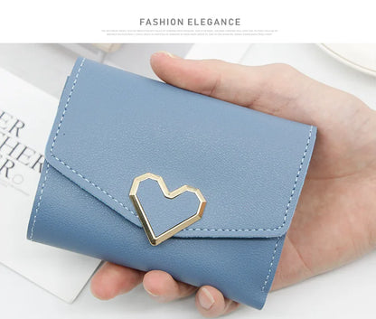 Korean version women wallet short heart-shaped three fold women's wallet multi card slot card bag zero wallet  purses for women.