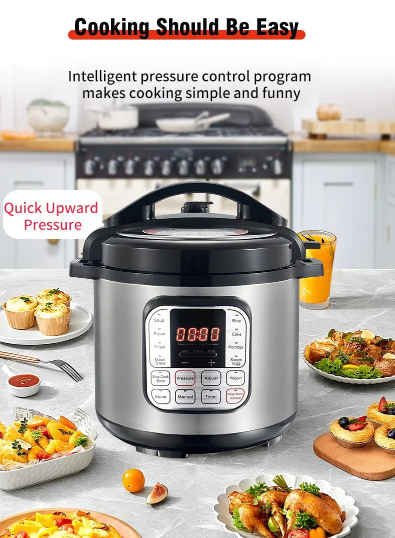 6L Multifunction Electric Pressure Cookers Soup Porridge Heating Meal Heater Kitchen Stainless Steel Multicooker Rice Cooker.