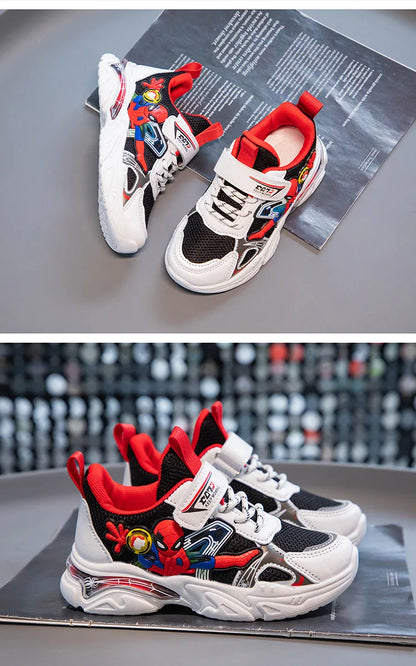 Disney Children's Casual Shoes Sneakers Boys' Cartoon Children's Mesh Breathable Sport Running Gray Black Shoes Size 21-38.