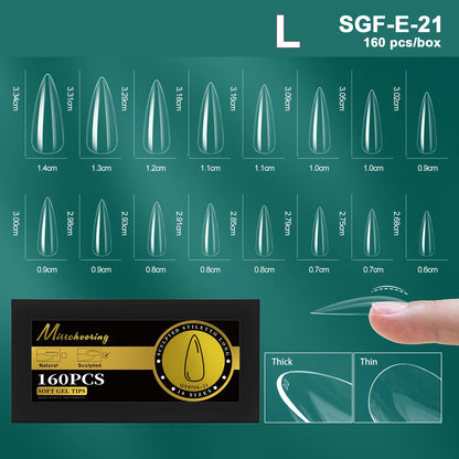 16 Sizes Curved Arch Soft Gel False Nail Tips Full Cover Press on Almond Capsules French Coffin Artificial Fake Nails Extension.