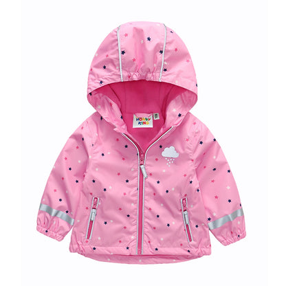HONEYKING Children's Clothing Sets Raincoat Suit Baby Waterproof Overalls Pants Girls Jumpsuit For Kids Jacket And Trousers Set.