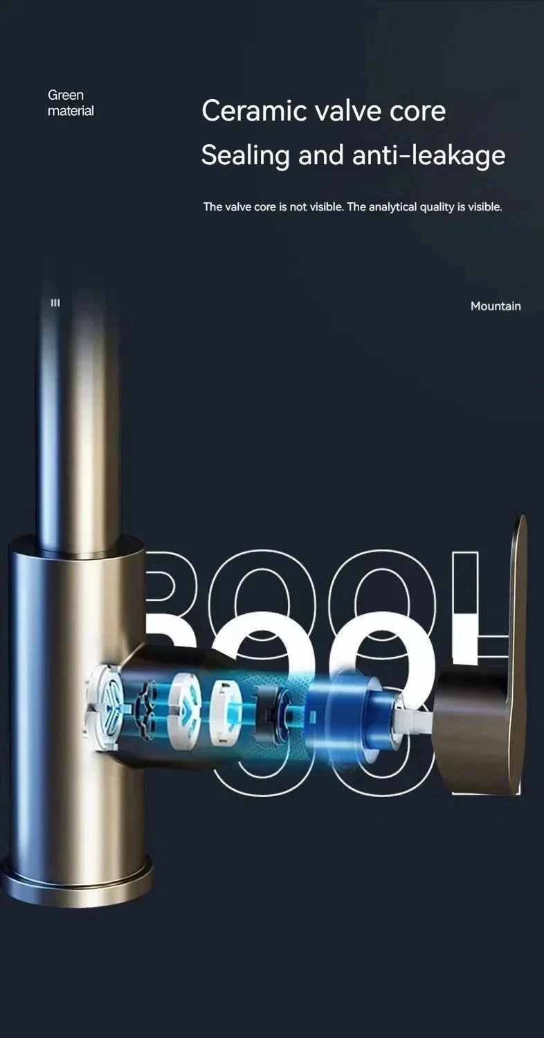 Black/Gray/Silver Pull-Out Kitchen Faucet Three Water Stream Sprayer Stainless Steel Hot and Cold Water Mixing Faucet Countertop