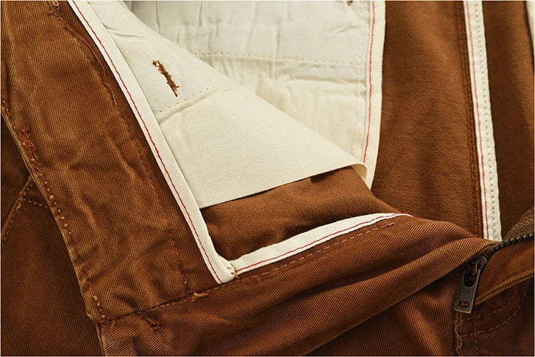 Spring And Autumn New American Retro 100% Cotton Multi-pocketed Washed Old Straight Casual Pants Loose Fashion Cargo Trousers