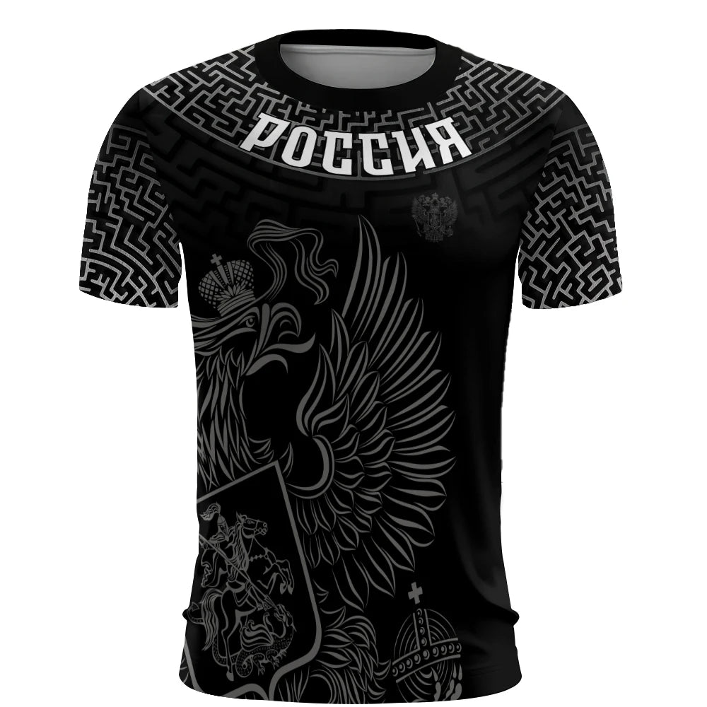Russia Men's T-Shirts 3d Russian Flag Short Sleeve T-Shirt For Men Oversized Tees Mens Clothing Summer Casual Breath Sportswear.