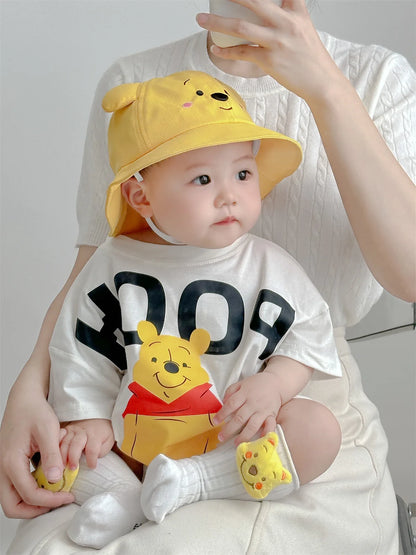 Cartoon Pooh Bär Bodys Schatz Tasche Furz Kleidung Baumwolle Weiche Sommer Baby Kleidung Neugeborenen Fotografie Strampler K5652.