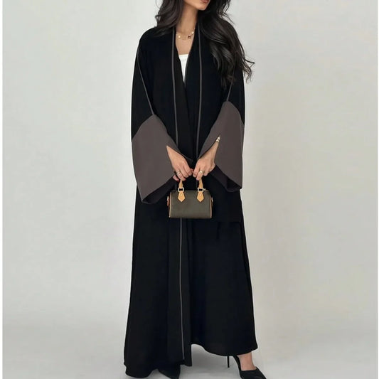 Frauen Lose Abaya Muslim Volle Hülse Vorne Offen Abayas Nahen Osten Elegante Kaftane Jilbabs Arabische Islamische Maxi Kleider