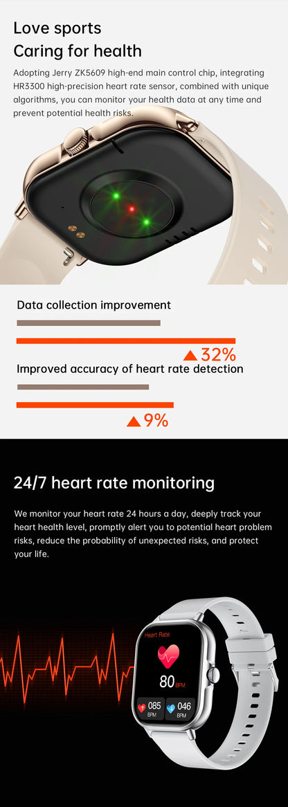 2025 2.01'' Smart Watch Bluetooth Call Play Music Smartwatch Fitness Clock Sport Waterproof Watches for Men Women iPhone Android.