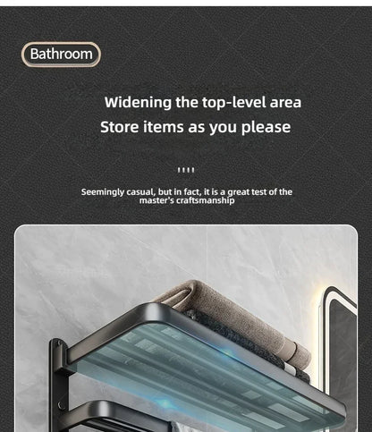 Beliebter Stil, 40/50 cm, selbstklebende Wandhalterung für Badezimmer, wasserdicht und rostfrei, Aufbewahrungsregal mit Haken, Handtuchhalter