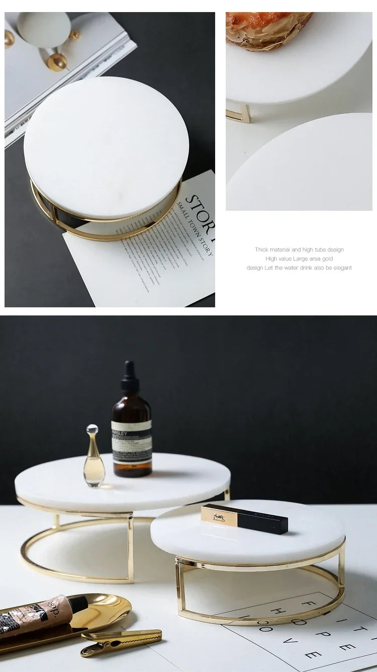 Nordic Marble Cake Dessert Tray Decoration Modern Simple Home Makeup Tools Jewelry Storage Plate Fruit Snack Chocolate Display.