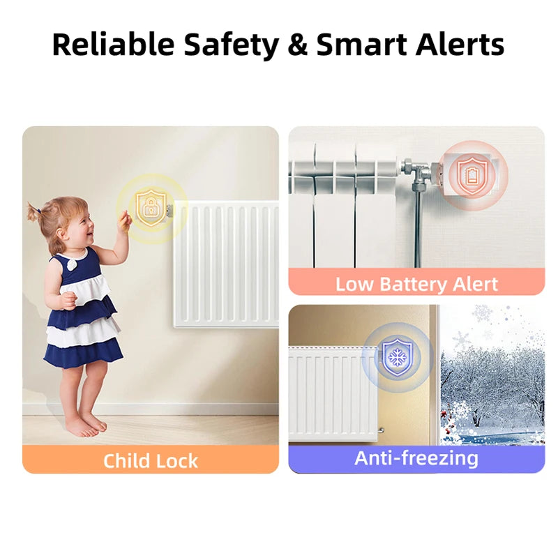 EZAIOT Smart Tuya Wifi/ZigBee3.0 Radiator Actuator TRV Programmable Thermostatic App Remote Temperature Controller Alexa Google.