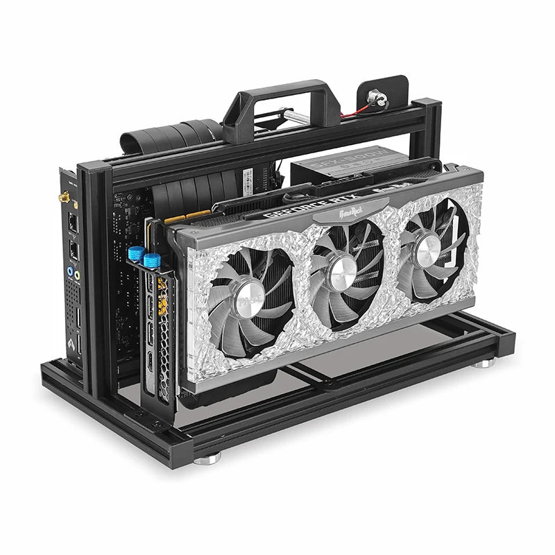 METALFISH ITX A4 Aluminum Open Frame Case, Vertical GPU, 240mm Cooler, Mini-ITX Compatible, DIY Gaming PC.