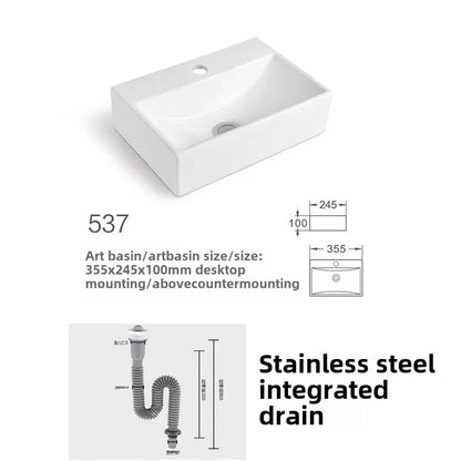 Kompaktes, an der Wand montiertes Keramikwaschbecken – kleines quadratisches Waschbecken, platzsparendes Design für Badezimmer, Balkon oder Waschtisch