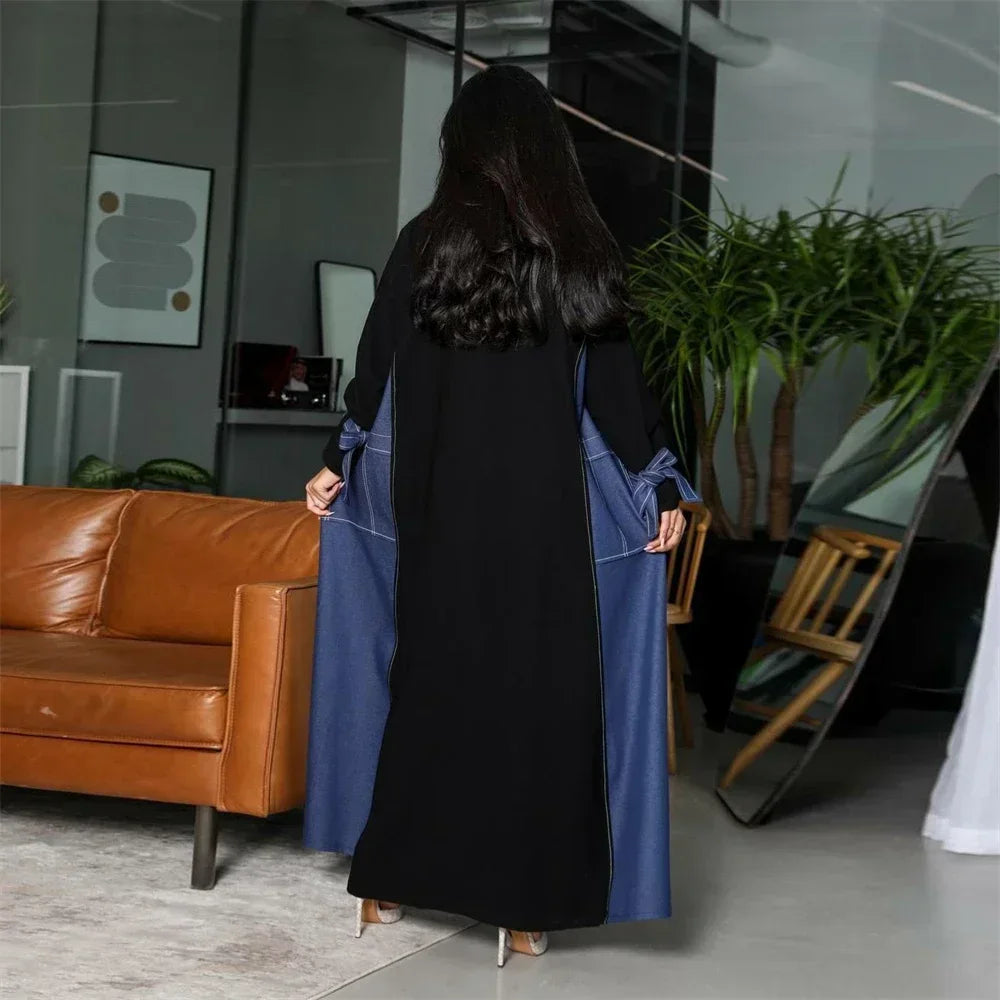 Ramadan Eid Open Muslim Kimono Abaya Damen Dubai Luxury Kebaya Prayer Clothes Abayas For Women Arabic Kaftan Dress Islam Robe.