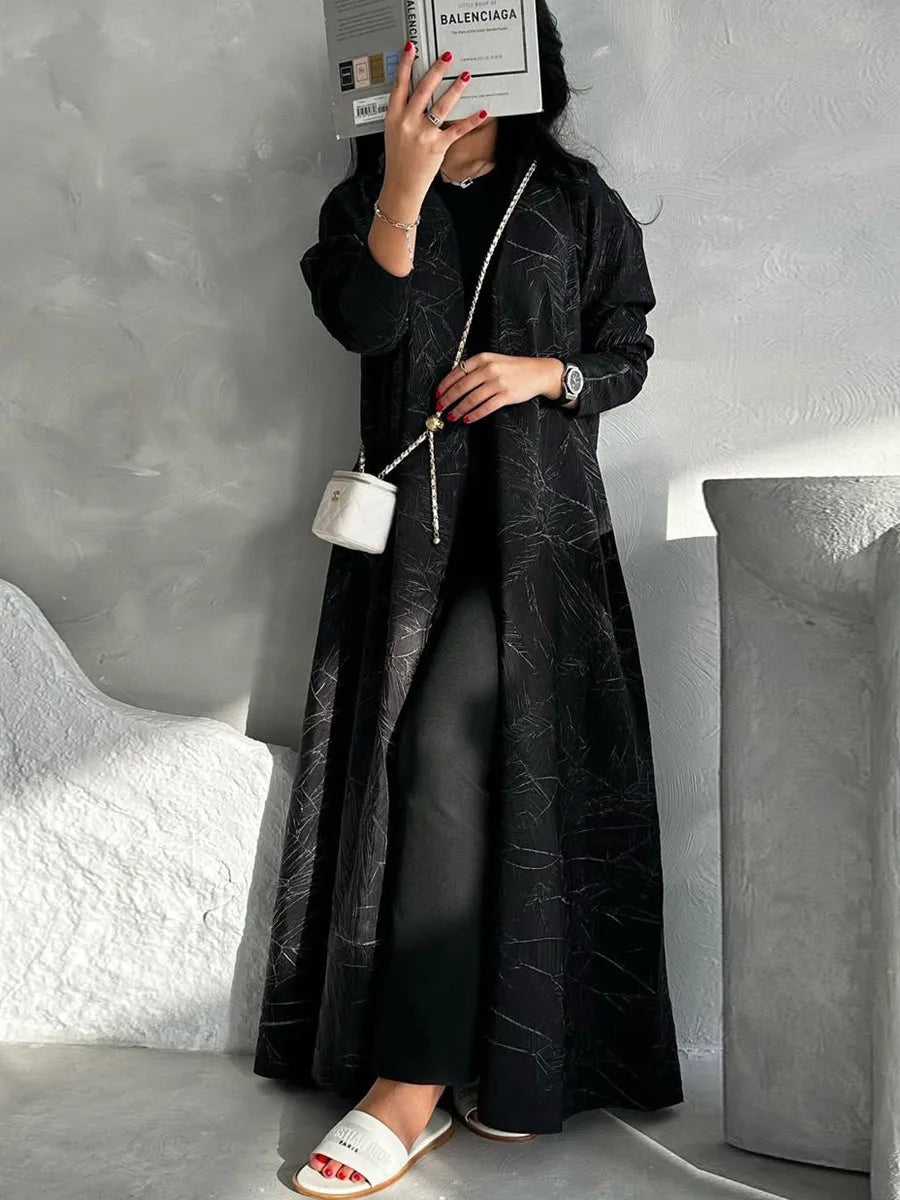 Women Muslim Arabic Abaya Luxury Fold Stripes Kimono Cardigan Coat Long Dress Kaftan Modest Robe Femme Islam Clothing Kebaya.